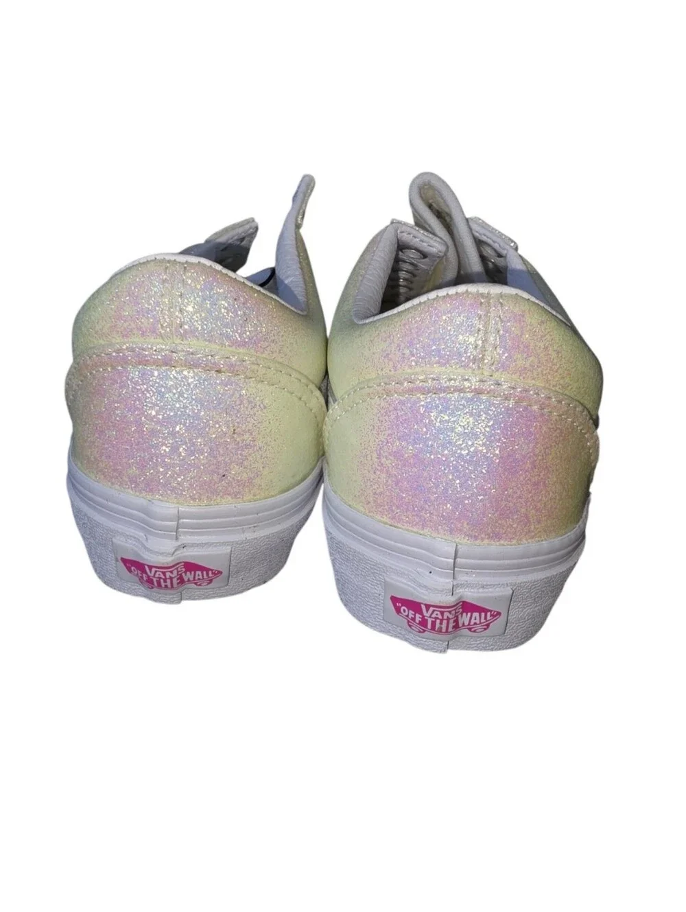 NWT Vans Glitter Iridescent  Sz 6 Sneakers White Pink